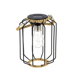 Xanlite - Lanterne Solaire IP44 Blanc chaud Métal et corde 6h d'autonomie - SORETRO4