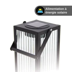 Xanlite - Lanterne Solaire Nomade 26cm IP44 - Verre ciselé & Métal - Noir - SOLARVC