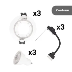 Xanlite - Lot 3 Spots GU10 conso. 4W eq. 50W 2700K Rond orientable Blanc IP20 - PACK3SP50RAB