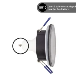 Xanlite - Lot 3 Spots GU10 Cons.4W Eq.40W 4000K Rond Noir IP44 - PAK3SP50RIP44NCW