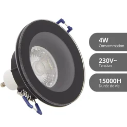 Xanlite - Lot 3 Spots GU10 Cons.4W Eq.40W 4000K Rond Noir IP44 - PAK3SP50RIP44NCW
