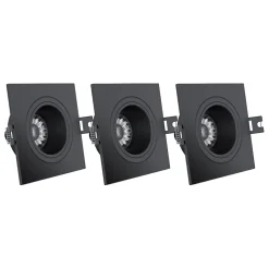 Xanlite - Lot 3 Spots GU10 50W 2700K Carré orientable Noir IP20 - PACK3SP50CAN