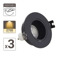 Xanlite - Lot 3 Spots GU10 50W 2700K Rond orientable Noir IP20 - PACK3SP50RAN