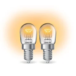 Xanlite - Lot de 2 ampoules incandescentes Four, culot E14, 80 Lumens, équivalence 15W, 2200 Kelvins, - PACK2HO15W
