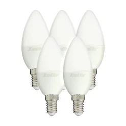 Xanlite - Lot x5 Ampoules LED flamme, culot E14, 5,5W cons. (40 W éq), lumière blanc chaud - PACK5EV470F