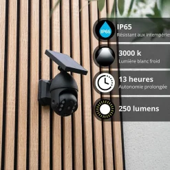 Xanlite - Projecteur Caméra factice solaire IP65, 250 lumens, détecteur de mouvement, Noir - PRSCAM250