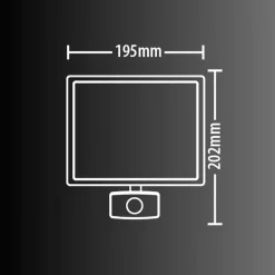 Xanlite - Projecteur LED Mural Noir, Détecteur de Mouvement, 50 W, 4200 Lumens - PR50WMD