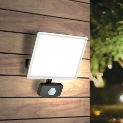 Xanlite - Projecteur mural noir LED IP44 avec détecteur de mouvement, 2600 Lumens, conso. 30 W, Blanc froid - PR30WMD