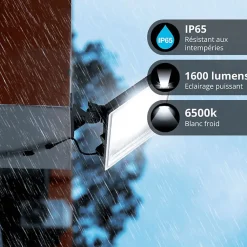 Xanlite - Projecteur mural noir LED IP65, 1600 Lumens , conso. 20 W, Blanc froid - PR20WM