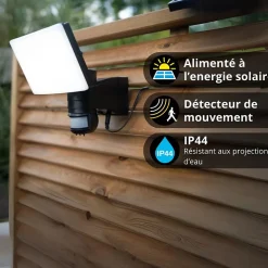 Xanlite - Projecteur mural solaire LED IP44 à détection de mouvement, 1000 Lumens, 6500 Kelvin, Blanc froid - PRS1000D