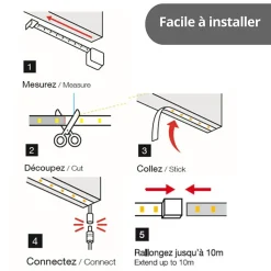 Xanlite - Ruban LED Extensible - 5m - Blanc chaud - LSAK5EX
