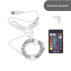Xanlite - Ruban LED 3m RVB USB - Extensible 6m - LSBK3RVBUSBEX