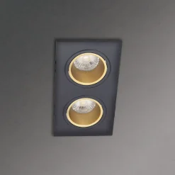 Xanlite - Spot 2 têtes GU10 50W 2700K Carré orientable Noir et or IP20 - SP502TCANO