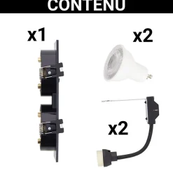 Xanlite - Spot 2 têtes GU10 50W 2700K Carré orientable Noir et or IP20 - SP502TCANO