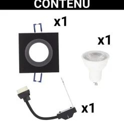 Xanlite - Spot GU10 50W 4000K Carré Noir IP44 - SP50CIP44NCW