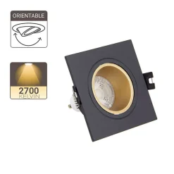 Xanlite - Spot GU10 50W 2700K Carré orientable Noir et or IP20 - SP50CANO