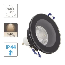 Xanlite - Spot GU10 50W 4000K Rond Noir IP44 - SP50RIP44NCW