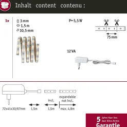 YourLED Strip LED Produits de deuxième choix Blanc chaud 1,5m revêtue 4,5W 267lm/m 39 LEDs/m 3000K 12VA