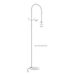 Zafferano - Lampadaire Filo, orientable à 200, métal peint, ampoule E27 max 60W incluse, H 231cm - Blanc