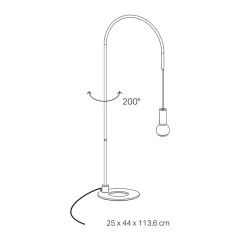 Zafferano - Lampe de table Filo avec ampoule E27 max 60W incluse, orientable à 200, H 113 cm, IP20 métal peint - Noir