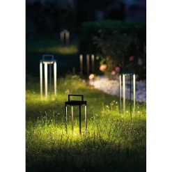 Zafferano - Lanterne solaire à 2 LED, 37,3 cm - Lampe murale et de table à piles 2W avec capteur crépusculaire - Vert sauge