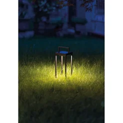 Zafferano - Lanterne solaire 2 LED, 56,4 cm - Lampe murale et de table 2W avec batterie et capteur crépusculaire - Noir