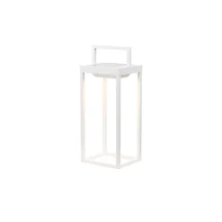Zafferano - Lanterne solaire 2 LED 37,3 cm - Lampe murale et de table 2W avec batterie et capteur crépusculaire - Blanc