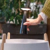 Zafferano Damina - Lampe de table LED rechargeable, variateur, autonomie 8 h, IP65 - Sans fil, finition aluminium noir