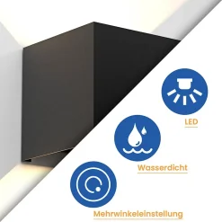 ZMH Applique Murale Extérieure LED Moderne Up Down Applique Murale Extérieure Chambre à Coucher Couloir