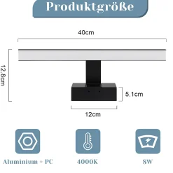 ZMH Applique Murale LED Pour Salle De Bain 60 Cm 8 W