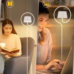 ZMH Lampadaire 120cm Blanc Tactile à Intensité LED Verre Pour Chambre