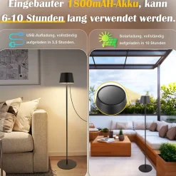 ZMH Lampadaire 120cm Noir Tactile à Intensité LED Verre Pour Chambre