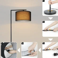 ZMH Lampadaire Pour Salon Design E27 Moderne En Tissu Lampe De Lecture Avec Interrupteur Au Pied