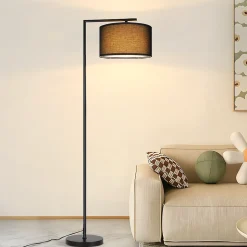 ZMH Lampadaire Pour Salon Design E27 Moderne En Tissu Lampe De Lecture Avec Interrupteur Au Pied