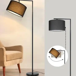 ZMH Lampadaire Pour Salon Design E27 Moderne En Tissu Lampe De Lecture Avec Interrupteur Au Pied