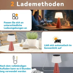 ZMH Lampe à Poser De Table LED Sans Fil à Batterie Solaire - Chevet Tactile Moderne à Intensité Variable