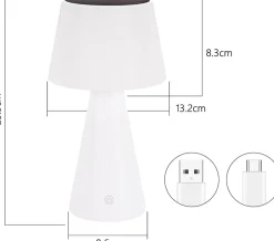 ZMH Lampe à Poser De Table LED Sans Fil à Batterie Solaire - Chevet Tactile Moderne à Intensité Variable