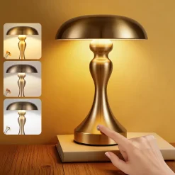ZMH Lampe à Poser De Table Sans Fil - Lampe Tactile En Bronze Doré Avec Batterie Rechargeable USB