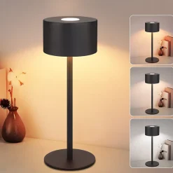 ZMH Lampe à Poser De Table LED Sans Fil - Lampe Intensité Variable Avec 3 Températures Noire