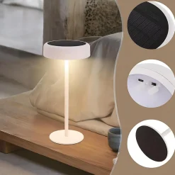ZMH Lampe à Poser De Table LED Sans Fil à Batterie Solaire Chevet Rechargeable Tactile