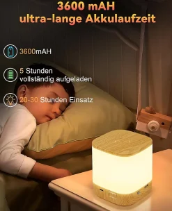 ZMH Lampe à Poser De Table LED Tactile à Intensité Variable Grain De Bois Sans Fil