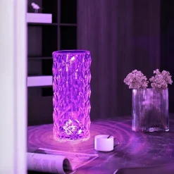 ZMH Lampe à Poser LED De Bureau Cristal - Lampe De Chevet Touch Dimmable Rose 16 Couleurs