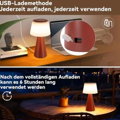ZMH Lampe à Poser LED Sans Fil 3600 Mah à Intensité Variable - Lampe De Salon Moderne à Piles