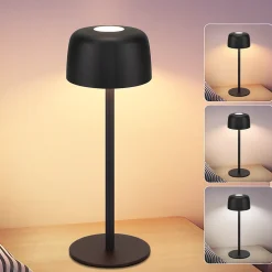 ZMH Lampe à Poser LED Sans Fil Tactile - Noire - Intensité et 3 Températures Réglables