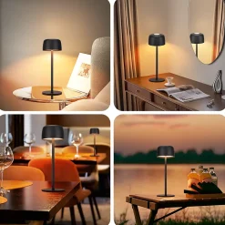 ZMH Lampe à Poser LED Sans Fil Tactile - Noire - Intensité et 3 Températures Réglables