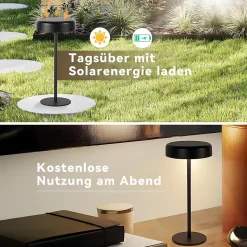 ZMH Lampe à poser LED tactile noire avec variateur, batterie 3600 mAh et charge USB