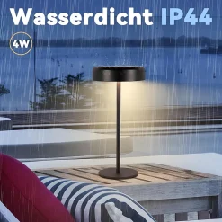 ZMH Lampe à poser LED tactile noire avec variateur, batterie 3600 mAh et charge USB