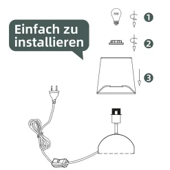 ZMH Lampe à Poser Tissu Beige Avec Câble - Lampe De Chevet Chambre Lit Moderne