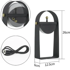 ZMH Lampe De Bureau LED Variable Portable Noir Blanc Chaud 3000 K