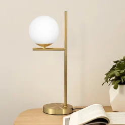 ZMH Lampe De Bureau Moderne Métal Blanc Verre E27